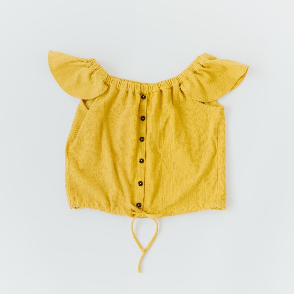 Madewell Over The Shoulder Mustard Blouse